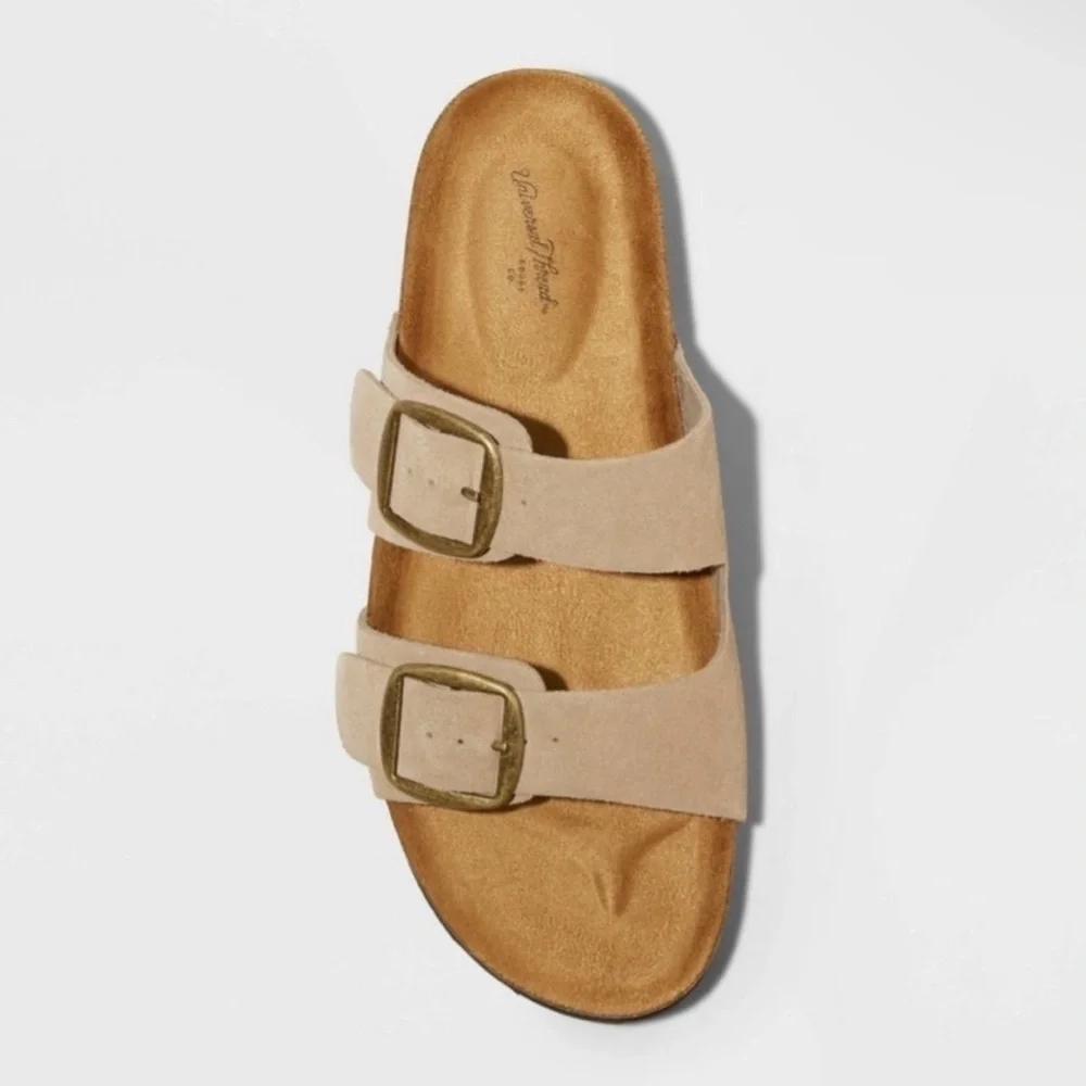 Universal Thread Women's Devin Two Band Footbed Sandals Taupe Size 11 - Picture 3 of 5